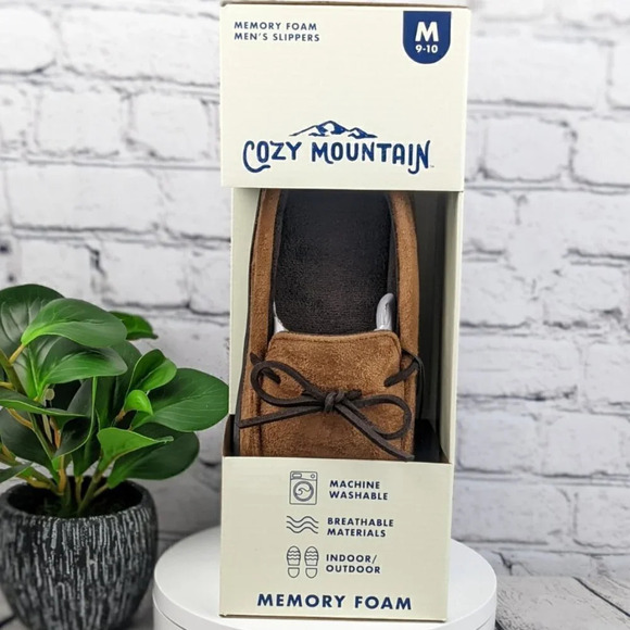 Slippers brown faux suede, memory foam, washable, indoor / outdoor, house shoes - Picture 5 of 9